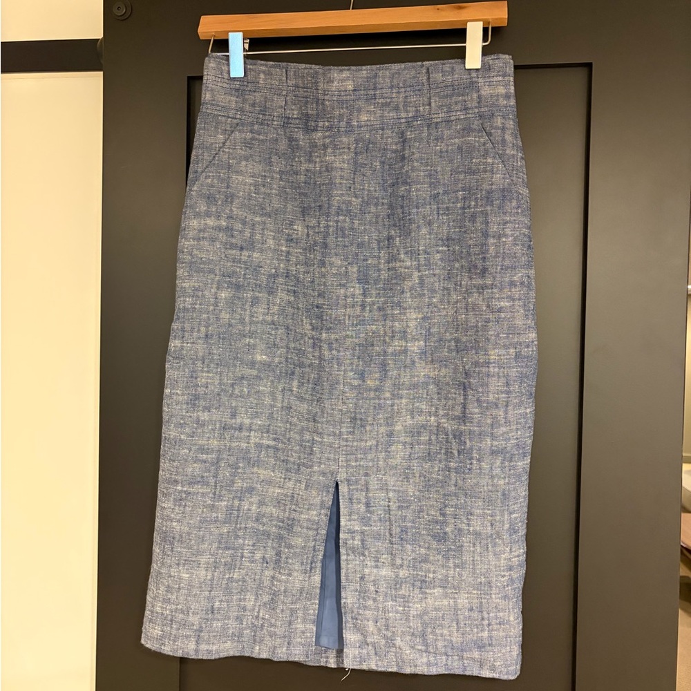 Ann Taylor Blue Textured Pencil Skirt